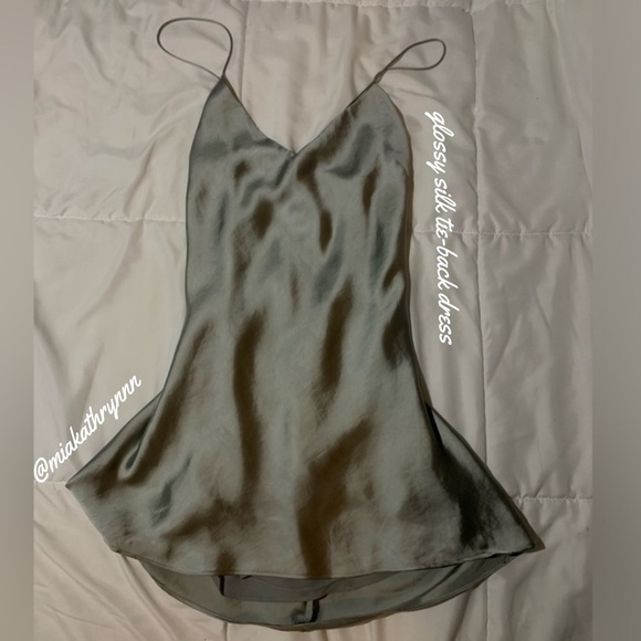 ZARA - Mini Dress - Silver Satin Tie-Back Dress - Women’s M - Gently used! - Picture 1 of 6